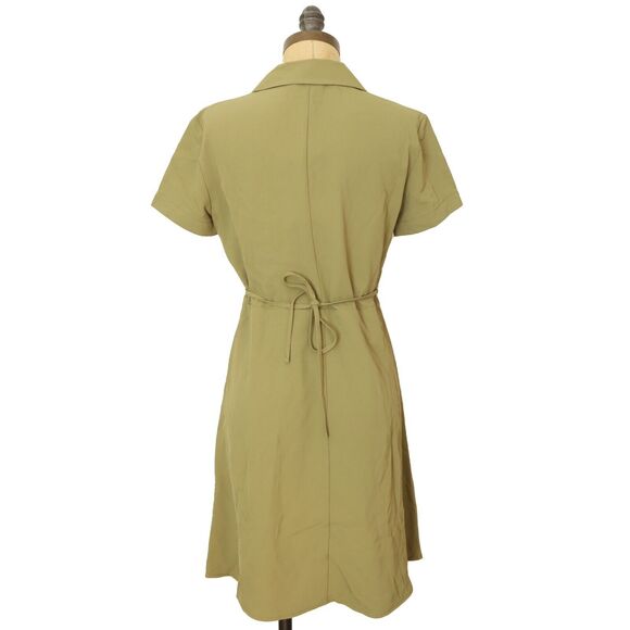 EVERLANE The Japanese GoWeave Notch Shirtdress 00 Green Button Up Mini NWT B73 - Picture 4 of 6